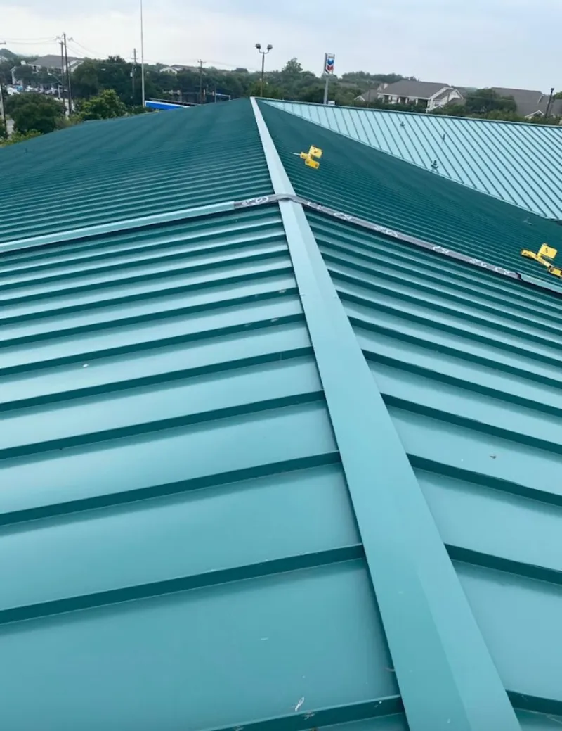 Green commercial metal roof ridge and valley for Metal Roof Repair in Gloucester